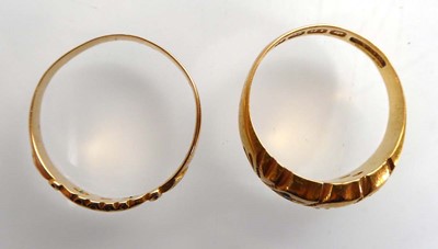 Lot An Edwardian 18ct yellow gold ring set four...