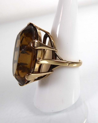 Lot A 9ct yellow gold dress ring set oval citrine...