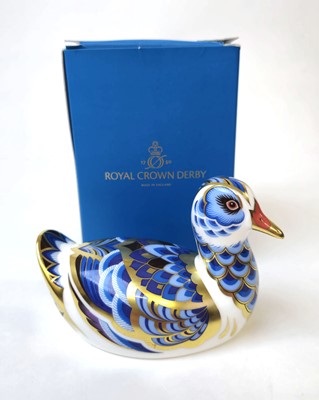 Lot 209 - Royal Crown Derby, 'Rallidae' duck paperweight,...