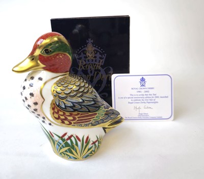 Lot 210 - Royal Crown Derby, 'Green Winged Teal'...