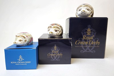 Lot 212 - Three Royal Crown Derby paperweights, 'Bramble'...