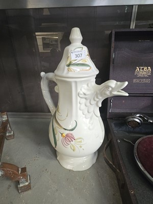 Lot 307 - An oversized Portuguese ceramic teapot with...