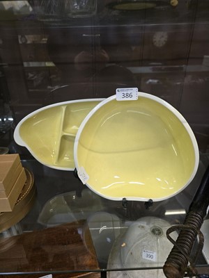 Lot 386 - Two Royal Lancastrian dishes with yellow...