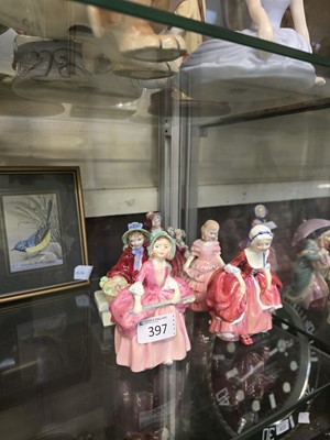 Lot 397 - Five Royal Doulton ceramic figurines 'Bo Peep'...