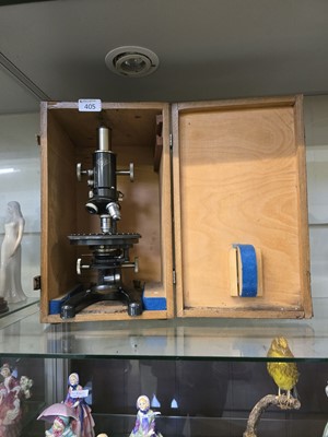 Lot 405 - A cased microscope by Prior