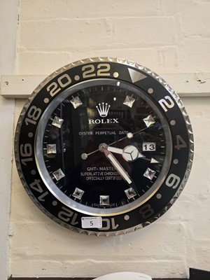 Lot 5 - A 'Rolex' style Oyster wall clock with quartz...