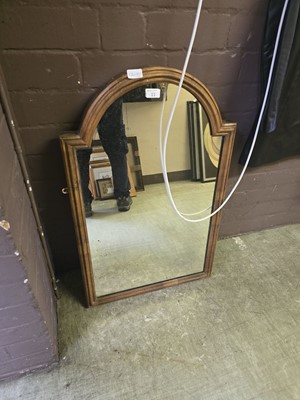 Lot 11 - A walnut framed Victorian arch topped mirror