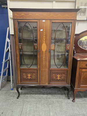 Lot 30 - An Edwardian mahogany inlaid glazed display...