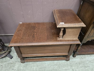 Lot 38 - A mid-20th century oak hall table with drawer...