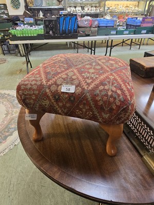 Lot 58 - A reproduction upholstered stool on cabriole...