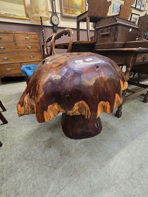 Lot 76 - A modern wooden stool in the form of a mushroom