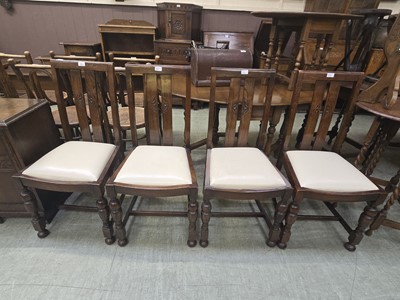 Lot 82 - A set of four mid-20th century oak high back...