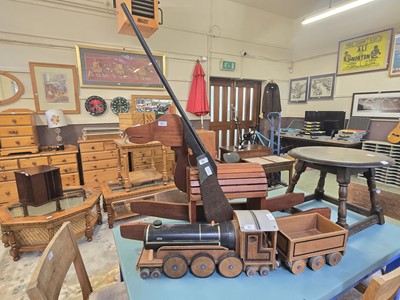 Lot 91 - A hand crafted child's wooden train with...