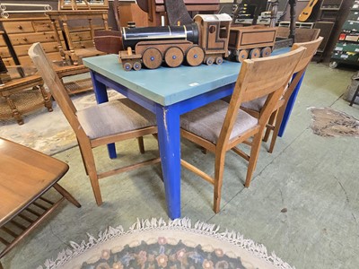 Lot 92 - A blue painted rectangular dining table...