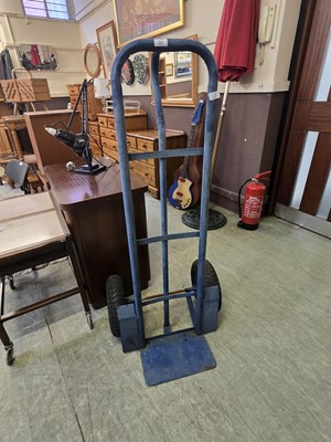 Lot 97 - A blue metal tubular sack truck