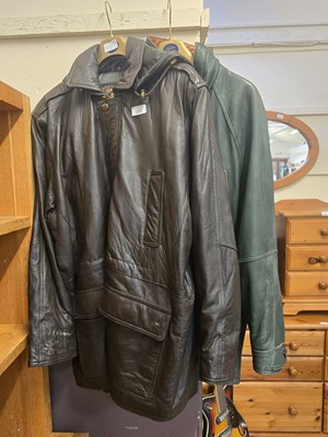 Lot 112 - Two gent's leather jackets, one in green and...