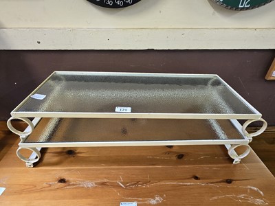 Lot 121 - Two white painted metal shelving units with...