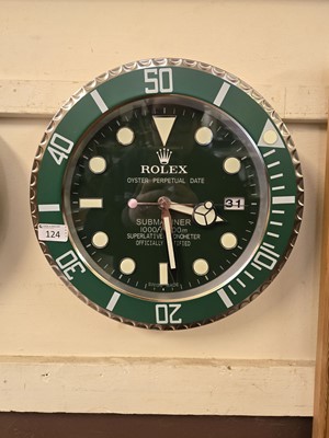 Lot 124 - A 'Rolex' style Oyster quartz wall clock