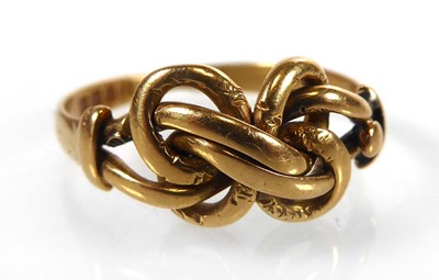 Lot An 18ct yellow gold knot ring, London 1916,...