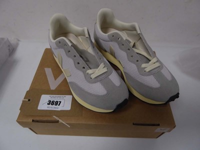 Lot Boxed pair of Veja trainers, grey/ pale yellow,...