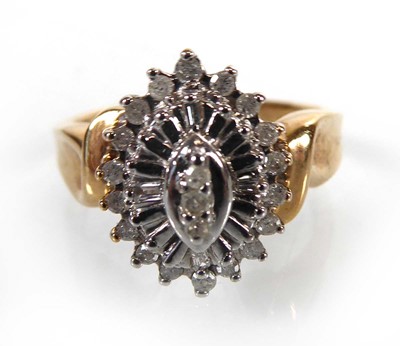 Lot A 10ct yellow gold cluster ring set small...