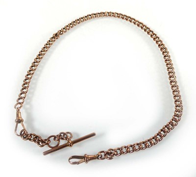 Lot A 9ct rose gold curblink watch chain with two...