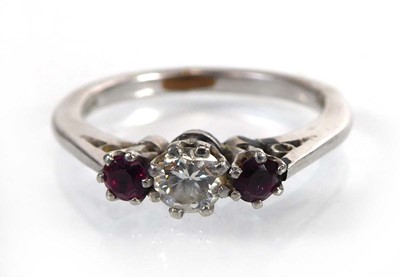 Lot A platinum ring set brilliant cut diamond and...