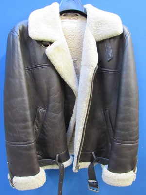 Lot 1251 - Sheepskin lined leather flying jacket marked...