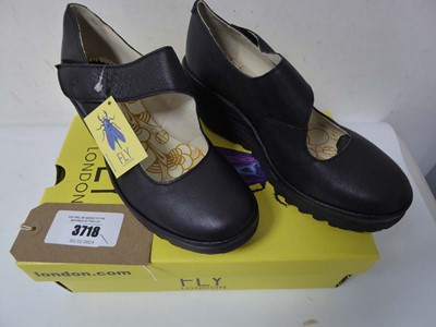 Lot Boxed pair of ladies Fly London wedges, black,...