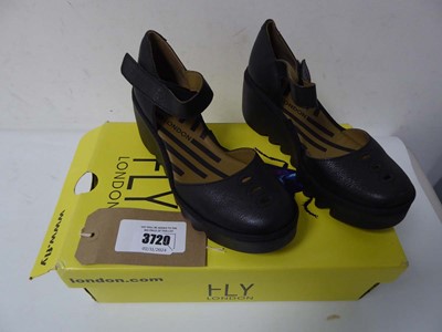 Lot Boxed pair of ladies Fly London wedges, black,...