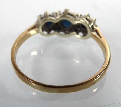 Lot A 9ct yellow gold ring set three small...