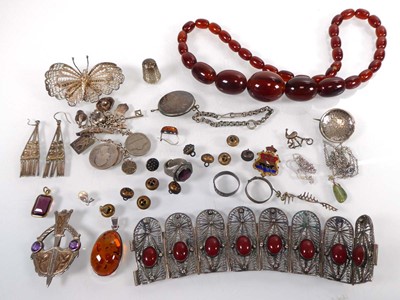 Lot A mixed group of silver and other jewellery...