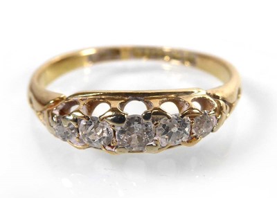 Lot A Victorian 18ct yellow gold ring set five...