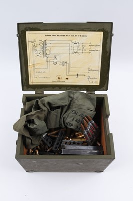 Lot 1043 - Wooden military supply unit case containing...