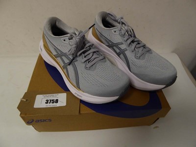 Lot Boxed pair of ladies Asics trainers, grey, UK 4.5