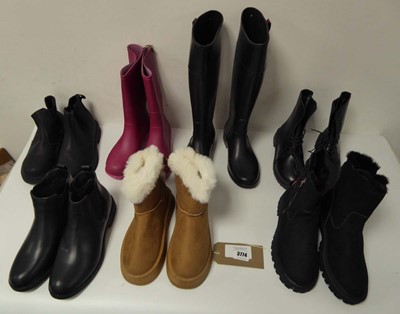 Lot 7 pairs of boots of various styles and sizes,...