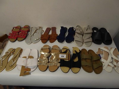 Lot 12 pairs of ladies sandals of various styles...