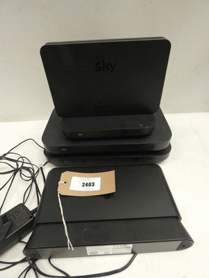 Lot 2403 - 2x Sky Q TV boxes, Sky Q Mini, and 2 routers