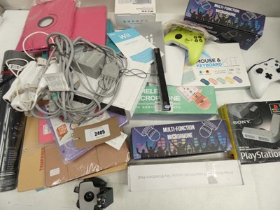 Lot 2405 - Mixed bag containing PS1 mutli-tap, Wii...