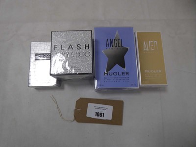 Lot 1061 - 4x Perfumes to include Jimmy Choo man, Muglar...