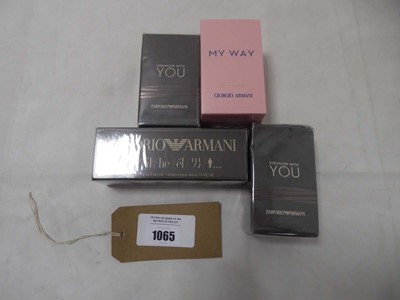 Lot 1065 - 4x Various Armani perfumes to include He 100ml,...