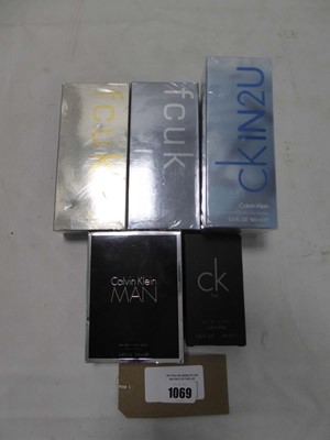 Lot 1069 - 3x Calvin Klein perfumes plus 2x FCUK perfumes