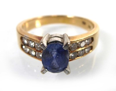 Lot A 14ct yellow gold ring set oval tanzanite and...