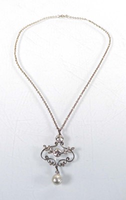 Lot A silver fine chainlink necklace suspending a...