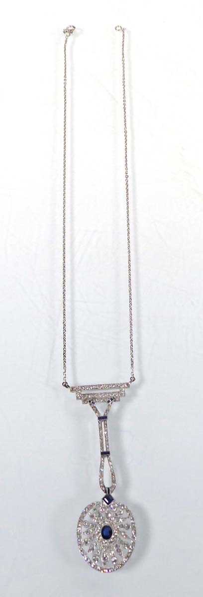 Lot A 9ct white gold pendant necklace set...