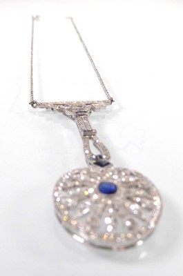 Lot A 9ct white gold pendant necklace set...