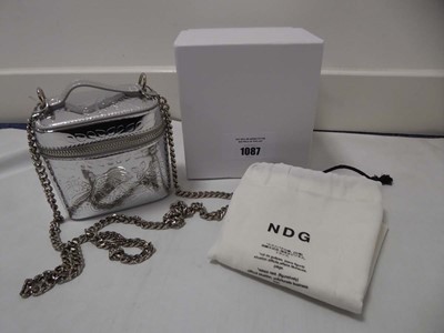 Lot 1087 - NDG le vanity 100mm silver paisley bag with...