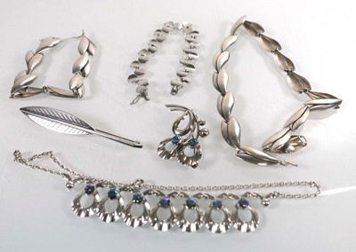 Lot A group of Danish silver jewellery comprising...