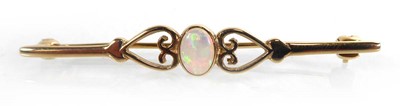 Lot A 9ct yellow gold bar brooch set oval opal...