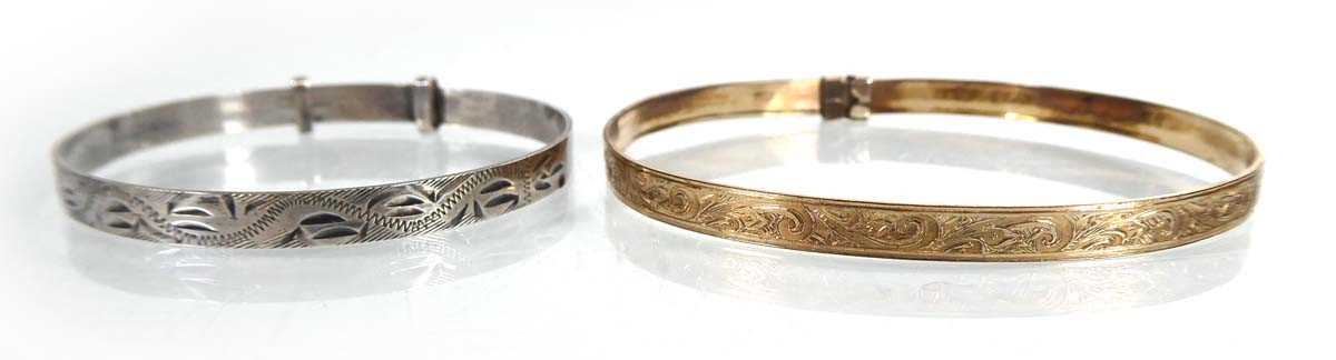 Lot An expanding silver Christening bracelet and a...